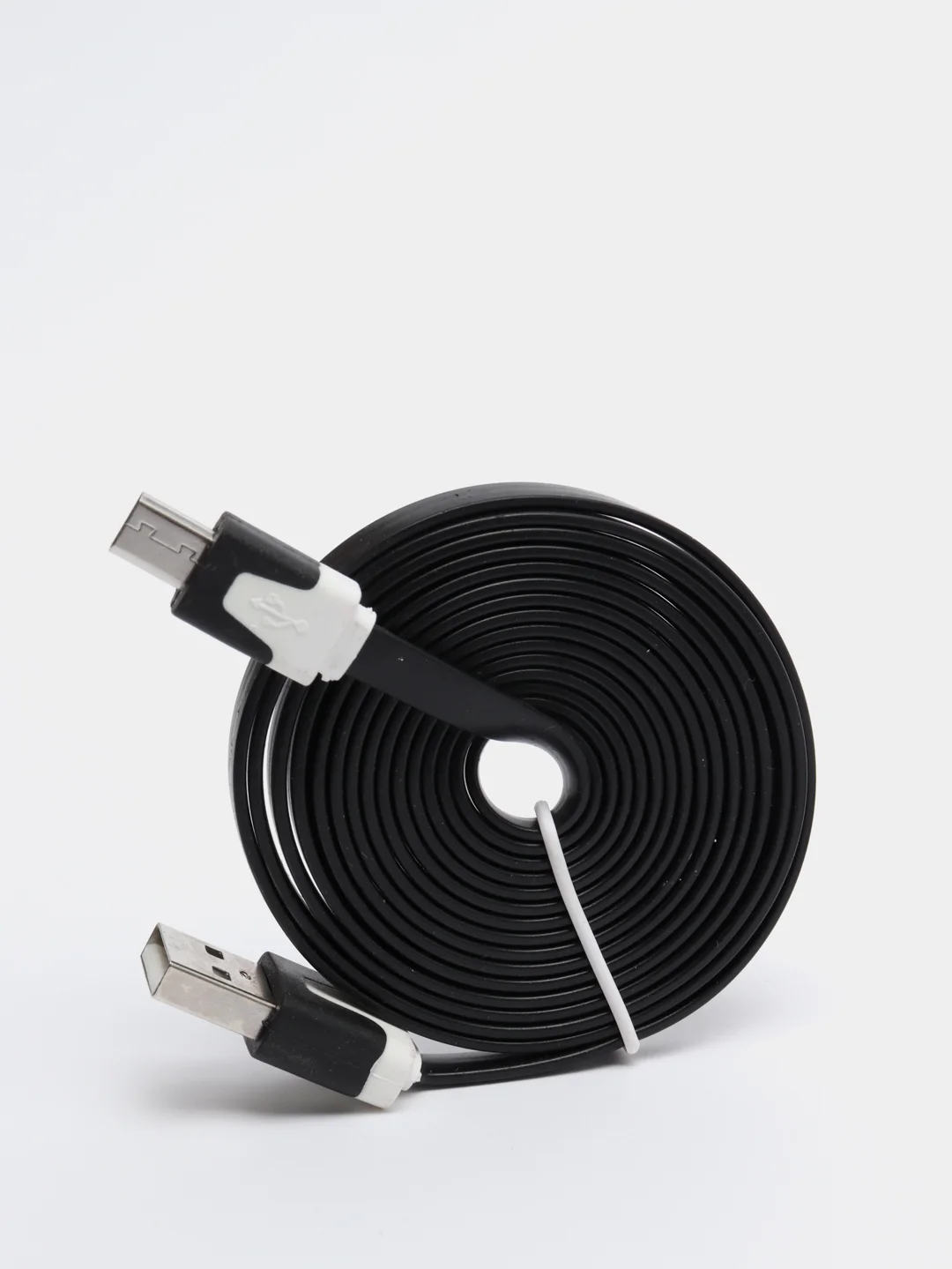 Кабель microUSB, 2 метра, черный, плоский, комплект 3 штуки