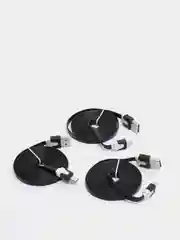 Кабель microUSB, 2 метра, черный, плоский, комплект 3 штуки