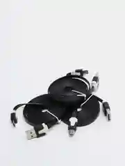 Кабель microUSB, 2 метра, черный, плоский, комплект 3 штуки