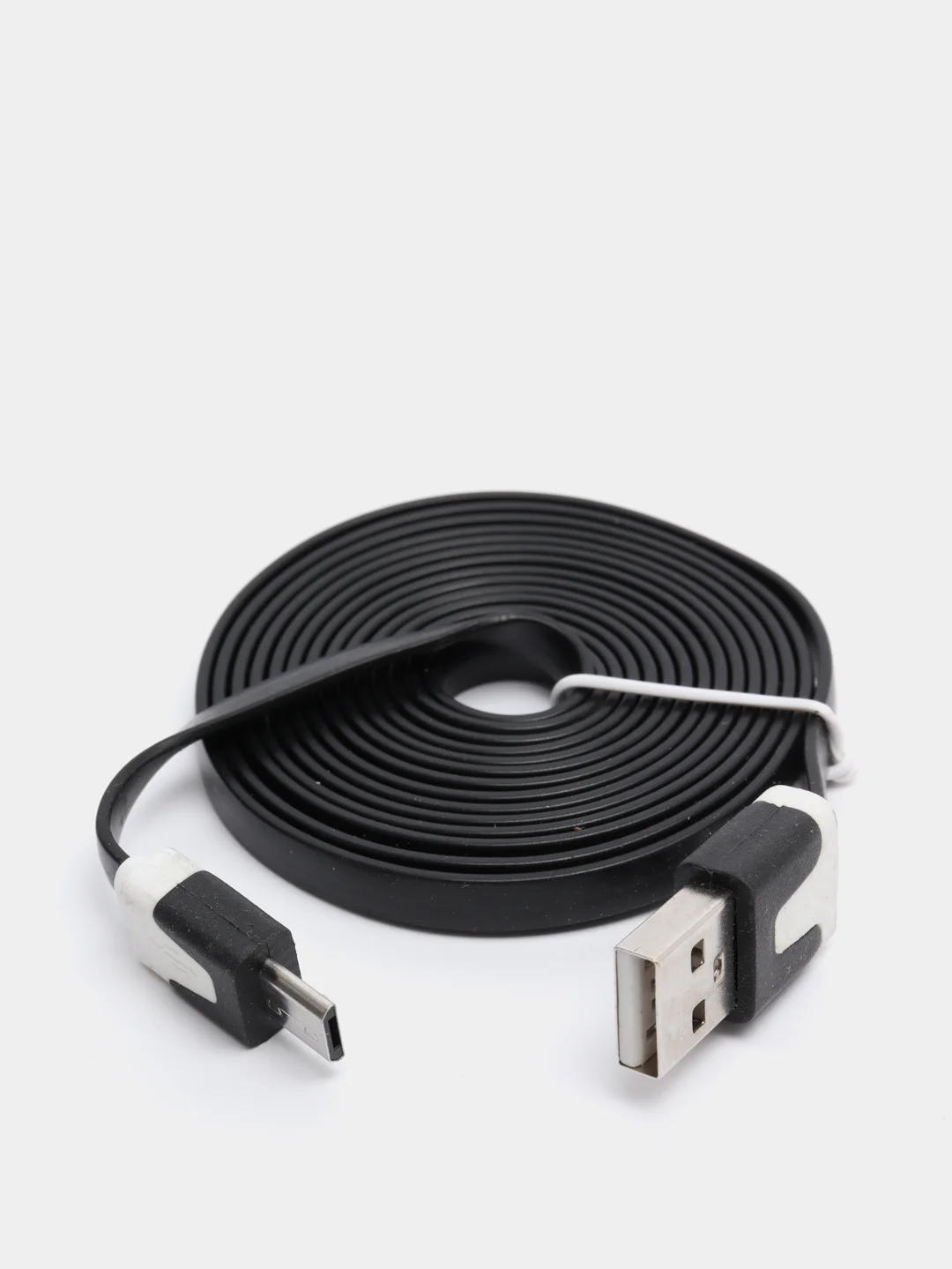 Кабель microUSB, 2 метра, черный, плоский, комплект 3 штуки