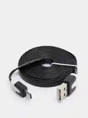 Кабель microUSB, 2 метра, черный, плоский, комплект 3 штуки