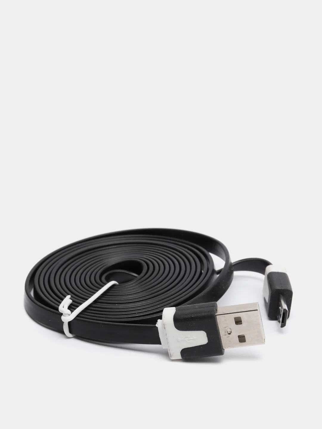 Кабель microUSB, 2 метра, черный, плоский, комплект 3 штуки