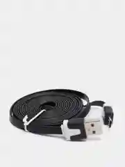 Кабель microUSB, 2 метра, черный, плоский, комплект 3 штуки