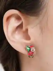 Бежевый женские серьги-гвоздики новогодние