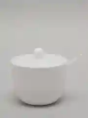 Белый сахарница с крышкой, Джелли с ложкой