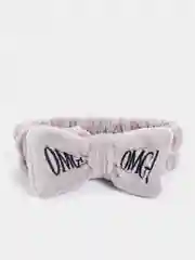 Серый мягкая бант-повязка "OMG" на голову для волос