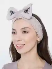 Серый мягкая бант-повязка "OMG" на голову для волос