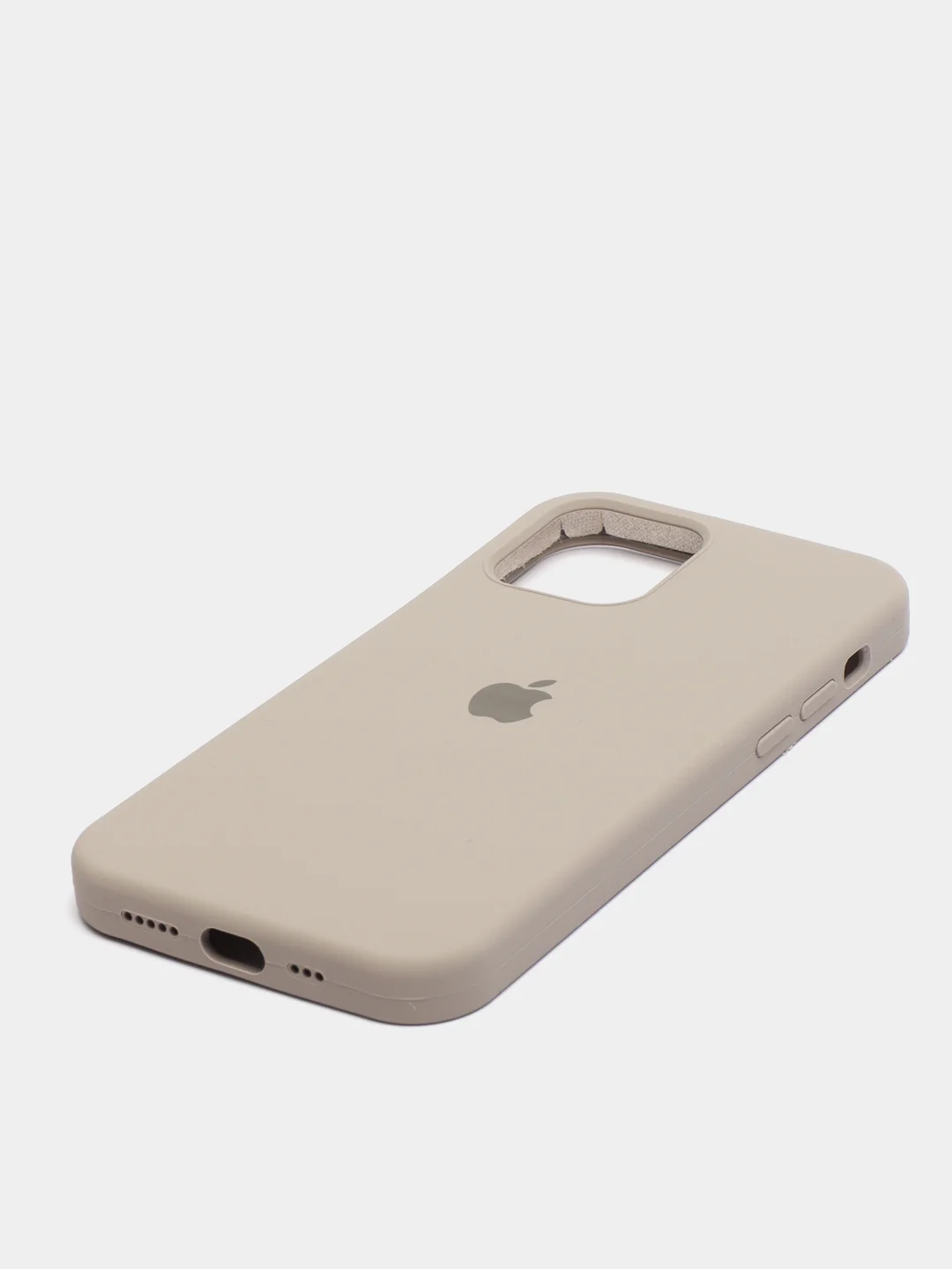 Серый чехол для iPhone 12 / 12 Pro (6.1") Silicone Case закрытый низ с логотипом