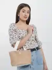 Белый женская соломенная пляжная сумка