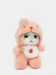 Розовый мягкая игрушка-брелок "Кот в костюме", 12 см, котик в кигуруми, кот в кигуруми