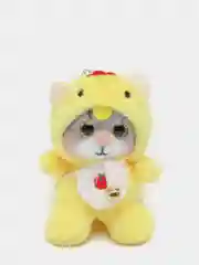 Желтый мягкая игрушка-брелок "Кот в костюме", 12 см, котик в кигуруми, кот в кигуруми