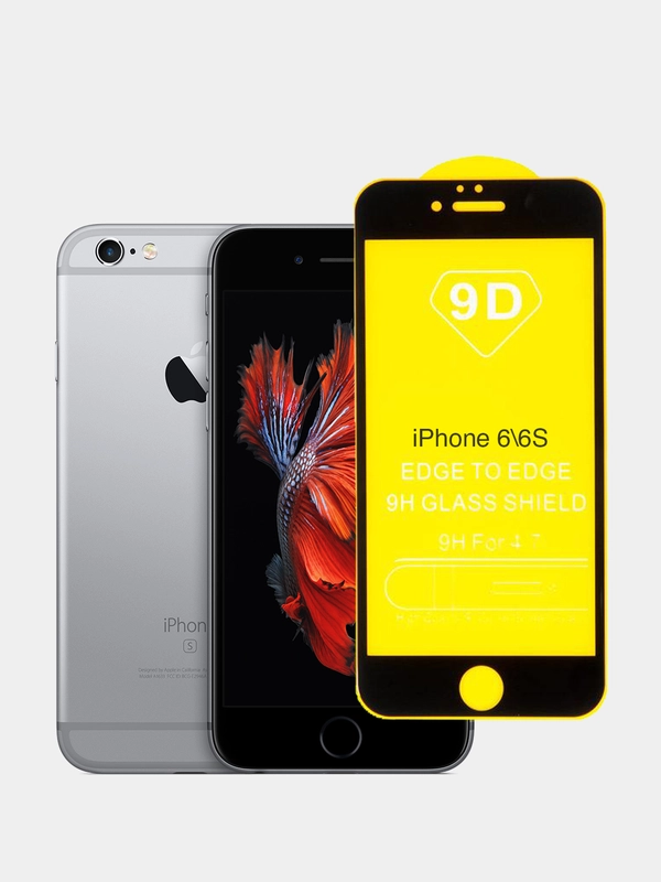 Защитное стекло 9D для iPhone 6 6S Черное и белый