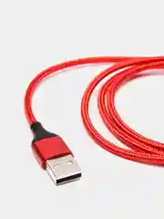 Красный магнитный кабель с быстрой зарядкой 3А и разъемы micro-USB / Type-C / iPhone Lightning