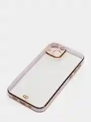 Сиреневый чехол силиконовый с золотым ободком iPhone 13 mini