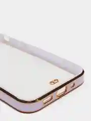 Сиреневый чехол силиконовый с золотым ободком iPhone 13 mini