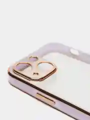 Сиреневый чехол силиконовый с золотым ободком iPhone 13 mini