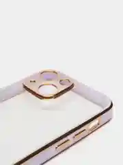 Сиреневый чехол силиконовый с золотым ободком iPhone 13 mini