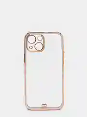 Сиреневый чехол силиконовый с золотым ободком iPhone 13 mini