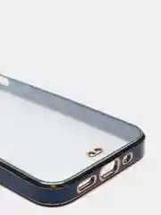 Синий чехол силиконовый с золотым ободком iPhone 13 mini