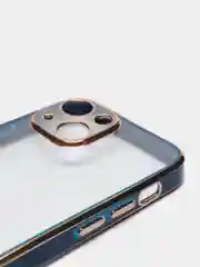 Синий чехол силиконовый с золотым ободком iPhone 13 mini