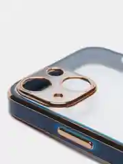 Синий чехол силиконовый с золотым ободком iPhone 13 mini
