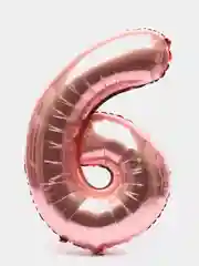 Розовый воздушный шар "Цифра 6" 80 см, розовый