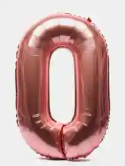 Розовый воздушный шар "Цифра 0" розовый фольгированный , 80 см