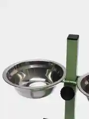 Подставка с мисками, разборная, серо-зелёная шагрень, высота 30 см, 2 х 350 мл
