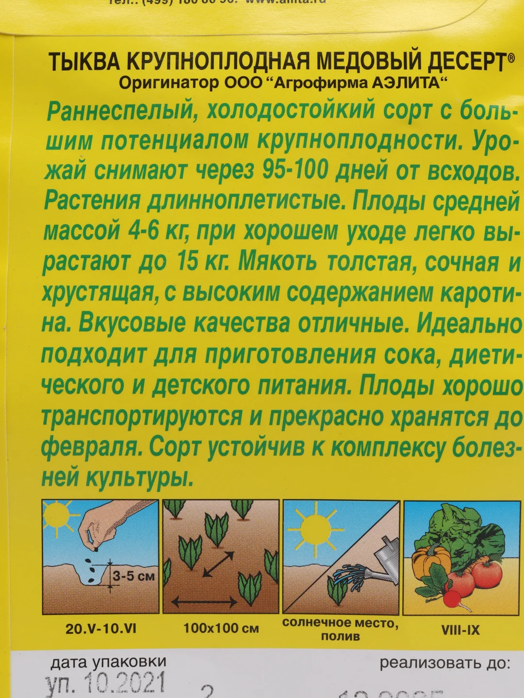 Семена тыква крупноплодная "Медовый десерт"