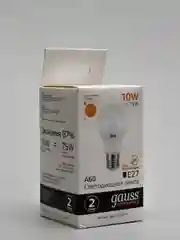 Лампочка Gauss Elementary A60, тёплый свет, E27, 10 Вт, 3000K