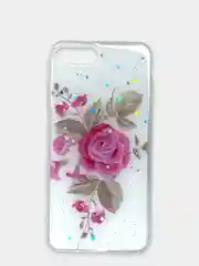Тёмно-розовый чехол Apple iPhone 6 / 6s, 7 / 8 / SE 2020 пластиковый с рисунком, со стразами Стрекоза