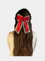 Атласный бант-заколка для волос с кружевной лентой