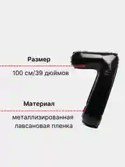Воздушный шар "Цифра 7" 100 см, черный
