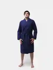 Темно-синий халат вафельный мужской, банный, домашний, 100% хлопок р.42-54