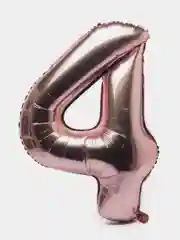 Розовый воздушный шар "Цифра 4" 100 см, розовый
