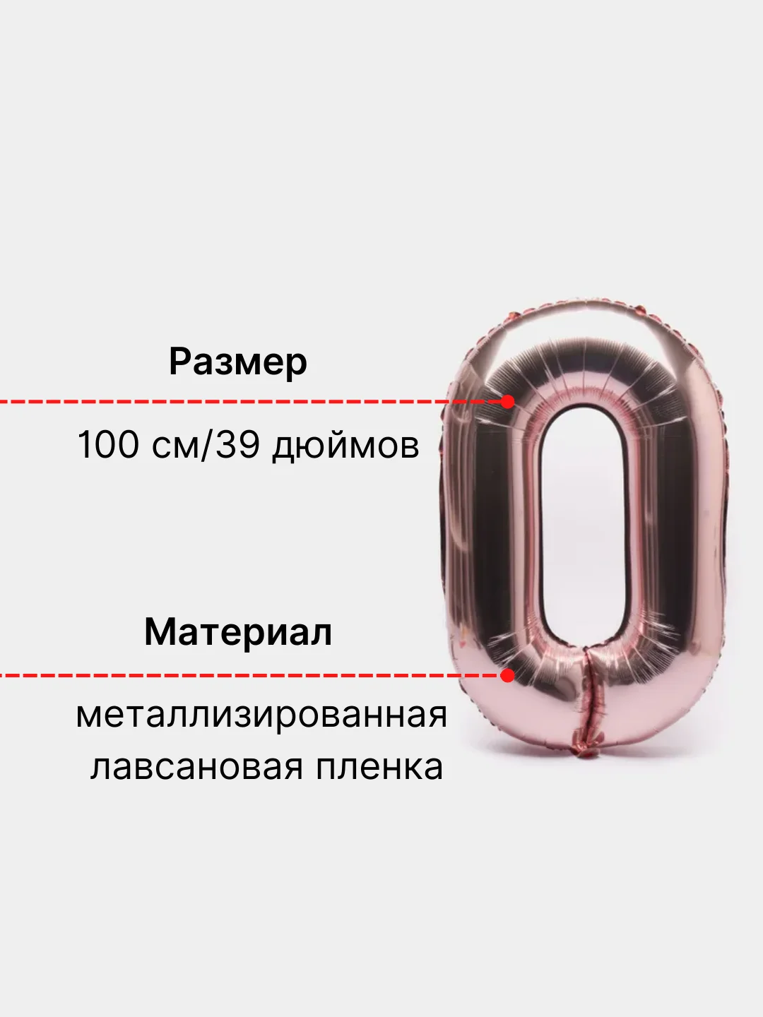 Розовый воздушный шар "Цифра 0" розовый фольгированный , 100 см