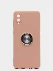 Бежевый чехол Samsung Galaxy A02, Самсунг Галакси А02 силиконовый с кольцом-держателем