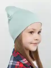 Мятный детская шапка, однотонная, демисезонная