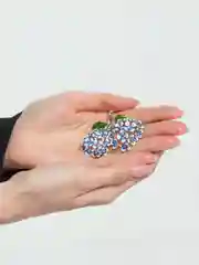 Голубой брошь цветы Гортензия, со стразами