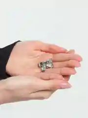 Серебряный брошь с жемчугом "Бабочка", "Бант", "Лист", "Стрекоза"