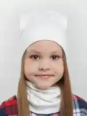 Белый детская однотонная шапка со снудом для девочек, набор на весну и осень