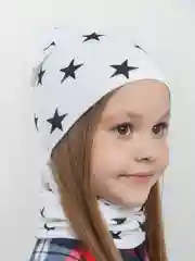 Белый детская шапка со снудом, комплект для детей