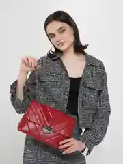 Красный женская прямоугольная сумка мессенджер с цепочкой
