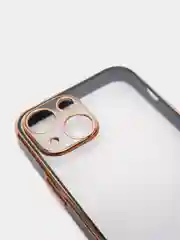 Зеленый чехол силиконовый с золотым ободком iPhone 13 mini