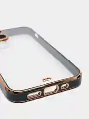 Зеленый чехол силиконовый с золотым ободком iPhone 13 mini