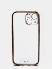 Зеленый чехол силиконовый с золотым ободком iPhone 13 mini