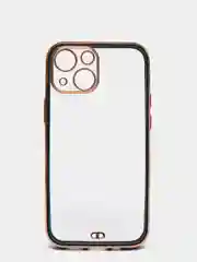 Зеленый чехол силиконовый с золотым ободком iPhone 13 mini
