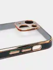 Зеленый чехол силиконовый с золотым ободком iPhone 13 mini
