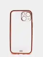 Розовый чехол силиконовый с золотым ободком iPhone 13 mini