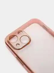 Розовый чехол силиконовый с золотым ободком iPhone 13 mini
